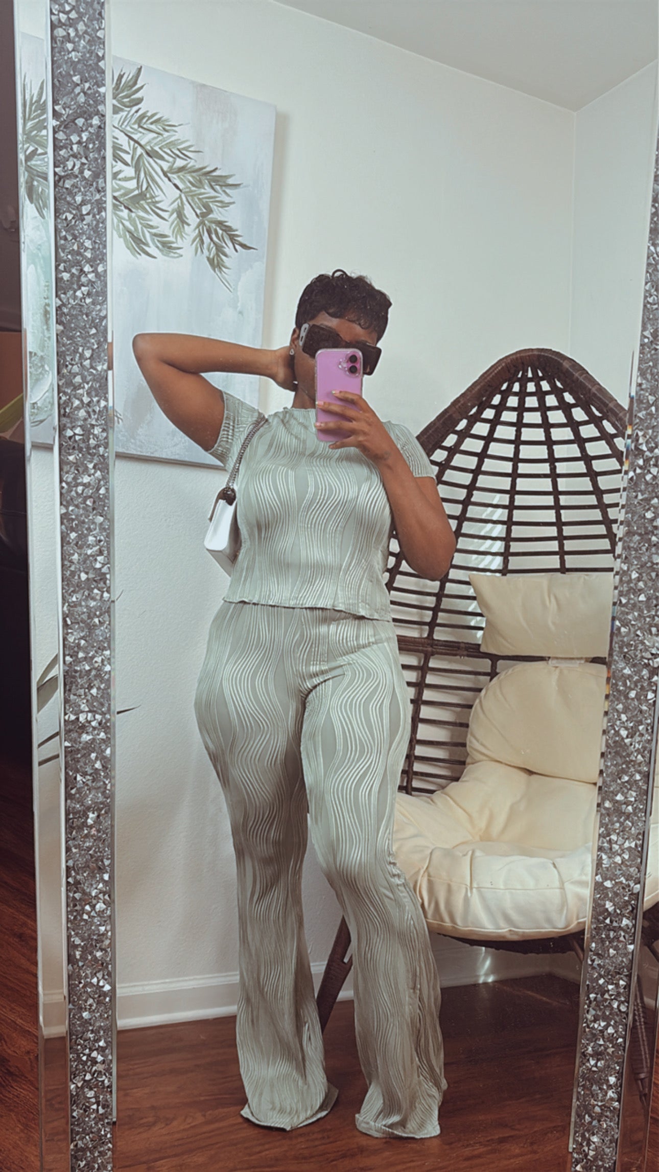 Brittani Pleated Pants Set (Light Green)